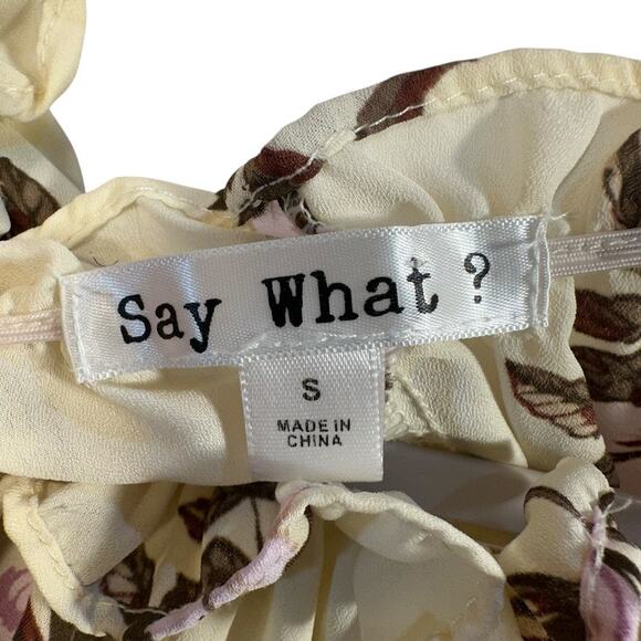 Off Shoulder Floral Peplum Blouse S Cottagecore Feminine Boho Ruffle Pastel Top - Picture 10 of 12